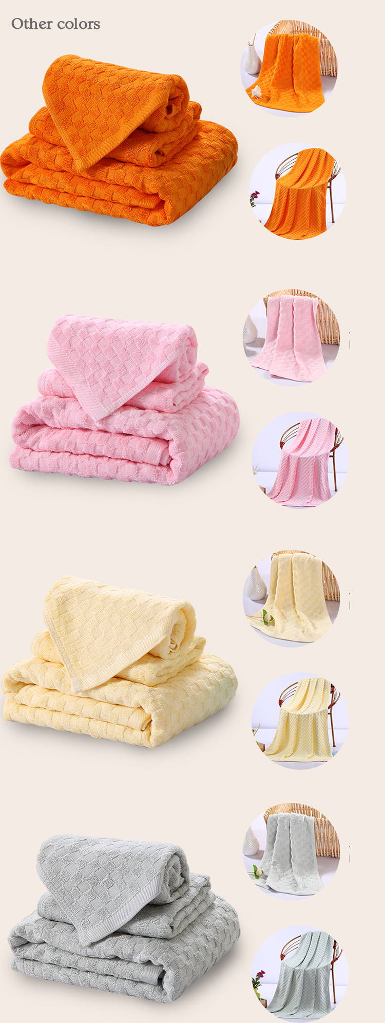 Terry Cloth Plain Gray Bath Towels