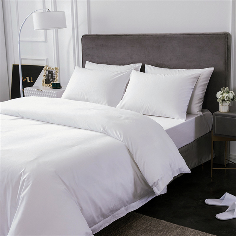 Cotton Polyester White Stripe Bed Sheets Set