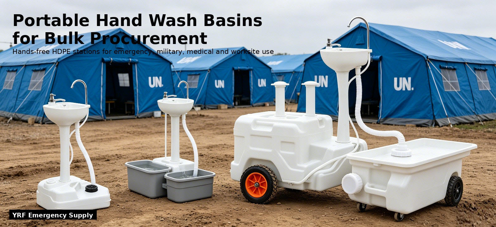 Portable hand wash station product range for emergency site planning for bulk procurement review