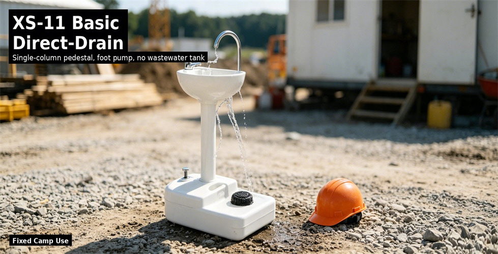 Portable hand wash basin with a direct drain configuration for procurement review and emergency site allocation