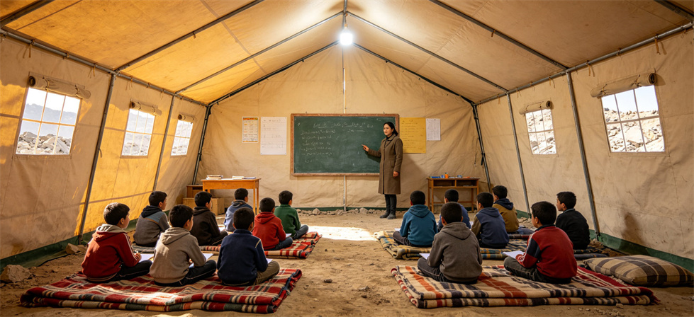 Relief blanket shelter classroom scene for reserve rotation decisions and temporary accommodation planning Relief blanket shelter classroom scene for reserve rotation decisions and temporary accommodation planning
