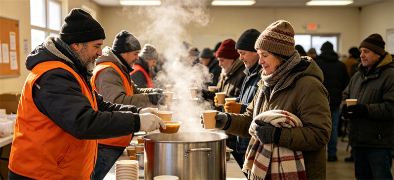 Extreme cold relief blanket warming station scene for cold response support and field comfort planning