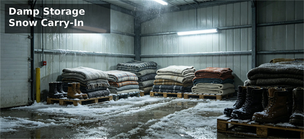 Extreme cold relief blanket damp storage risk for warehouse rotation and cold-weather inventory control