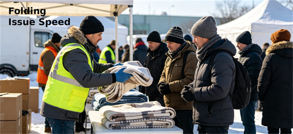 Extreme cold relief blanket field folding review for six-step procurement process and distribution speed check