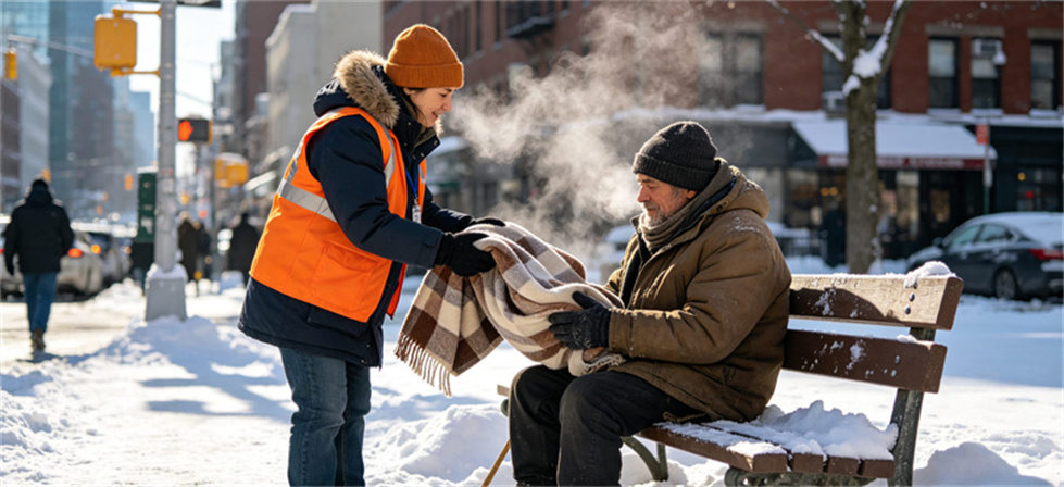 Extreme cold relief blanket urban winter support scene for final procurement action and user-side readiness