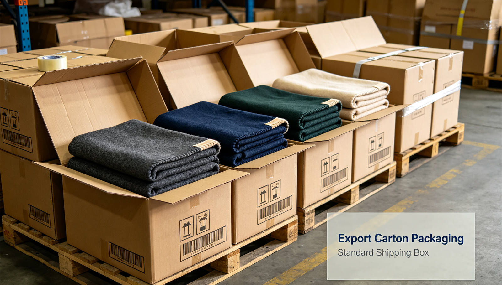 Emergency blanket packing presentation showing solid color brown package for institutional procurement review