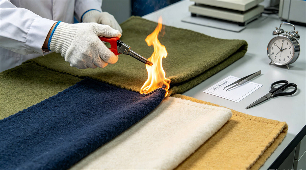 Emergency blanket quality inspection showing solid color navy blue for institutional procurement review