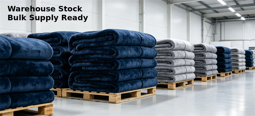 Warehouse stock of folded blankets shown for batch identification and procurement documentation review Warehouse stock of folded blankets shown for batch identification and procurement documentation review