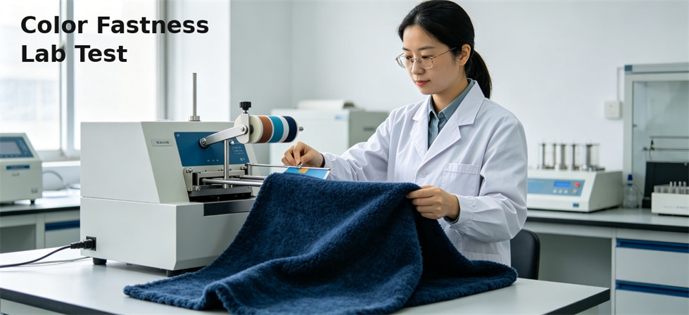 Fabric color-fastness test shown for comparing blanket performance evidence with supplier quotes