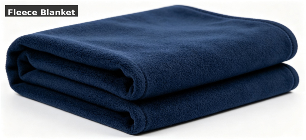 Fleece blanket navy product shown for blanket material comparison for shelters in institutional blanket procurement review