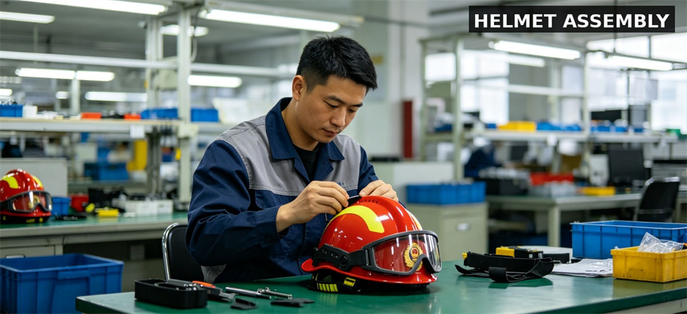 Firefighter gear helmet assembly for institutional procurement, inspection and supply planning