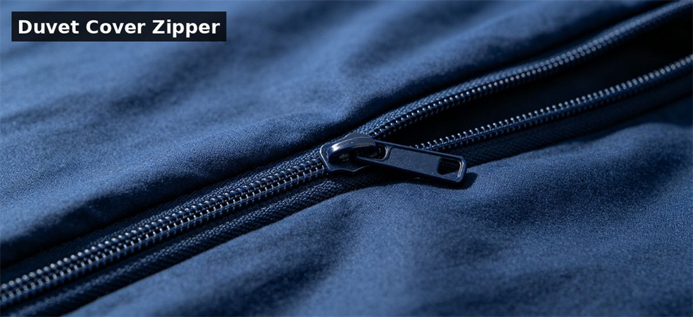 Duvet cover zipper closeup for institutional procurement, inspection and supply planning