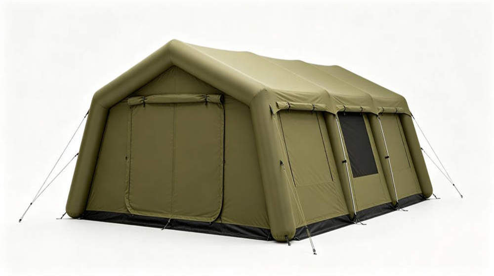 Khaki inflatable tent air beam structure quick setup for emergency deployment