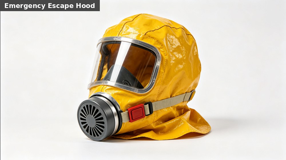 Emergency escape hood for rapid respiratory protection during an industrial chemical incident