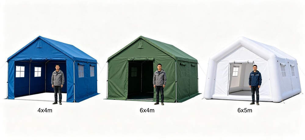 Hand-drawn tent layout sketch showing entrance and bed areas