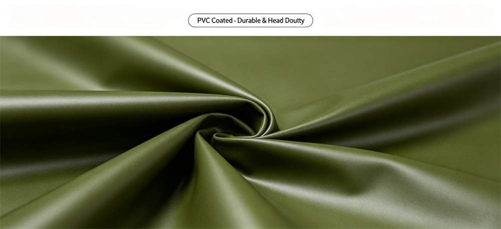 Close-up of PVC coated polyester tent fabric with glossy surface