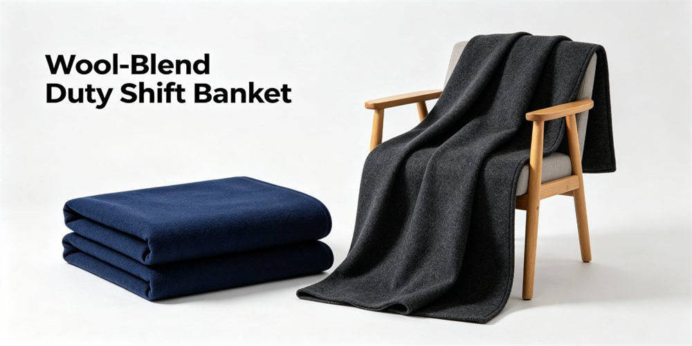 Wool blend duty shift blanket with inventory stripes for station and shift use