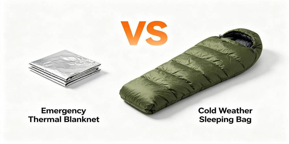 Comparison of emergency thermal blanket vs cold weather sleeping bag use cases Comparison of emergency thermal blanket vs cold weather sleeping bag use cases