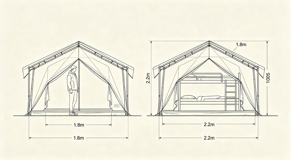 Eave height comparison 1.8m vs 2.2m frame tents
