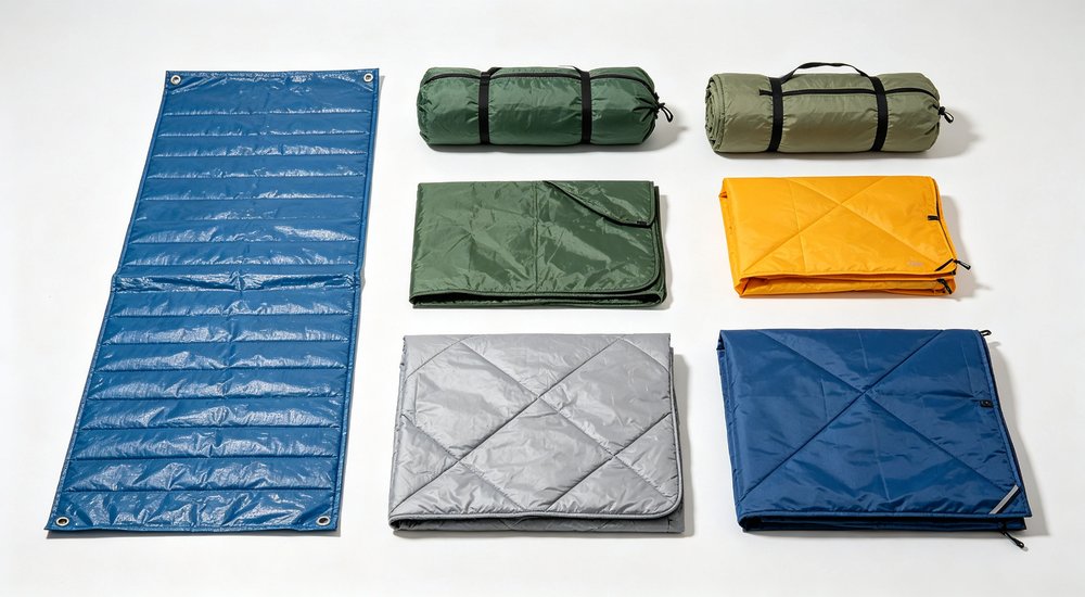 Related products display showing complete relief set including white emergency tent mats blankets and sleeping bags, complementary disaster relief items visible showing comprehensive emergency shelter and bedding solution for displaced persons