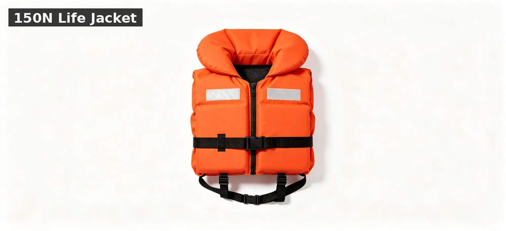 Life jacket 150n orange professional white bg for institutional procurement, inspection and supply planning