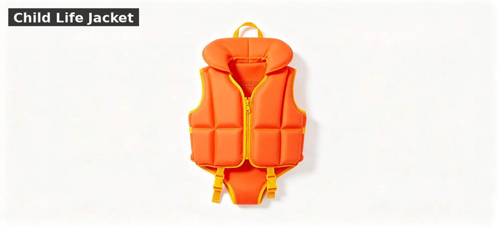 Life jacket child orange yellow white bg for institutional procurement, inspection and supply planning