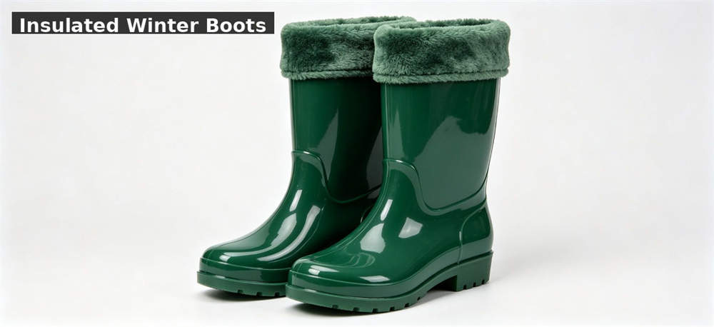 Rain boots green insulated winter white bg for institutional procurement, inspection and supply planning