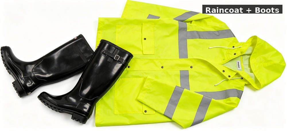 Raincoat with rain boots combo for institutional procurement, inspection and supply planning