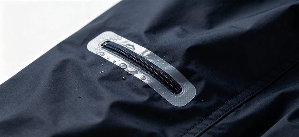 Raincoat taped seam detail for institutional procurement, inspection and supply planning