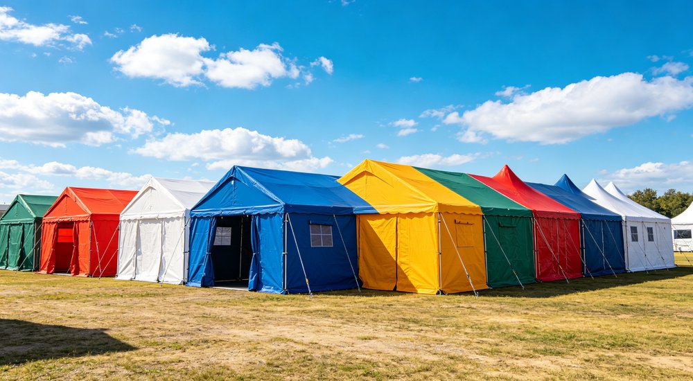 Quality certification and inspection documentation display showing international standards compliance testing reports and factory audit results for emergency tent procurement verification