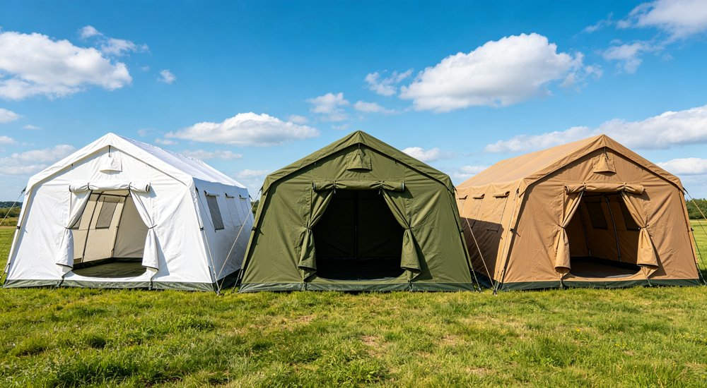 Heavy duty zippered door entrance detail showing reinforced frame weatherproof sealing strip and easy access design for emergency relief tent daily use