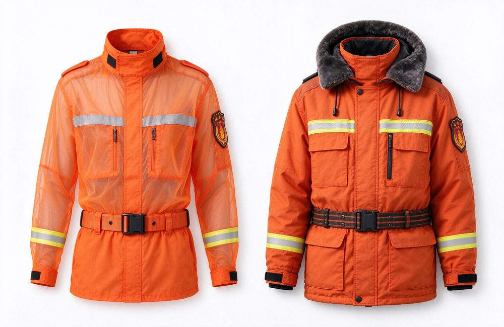 Detail view view of wildland firefighter refilling water pack wearing forest fire suit for fire fighting suit field endurance and wildland fire gear long shift comfort