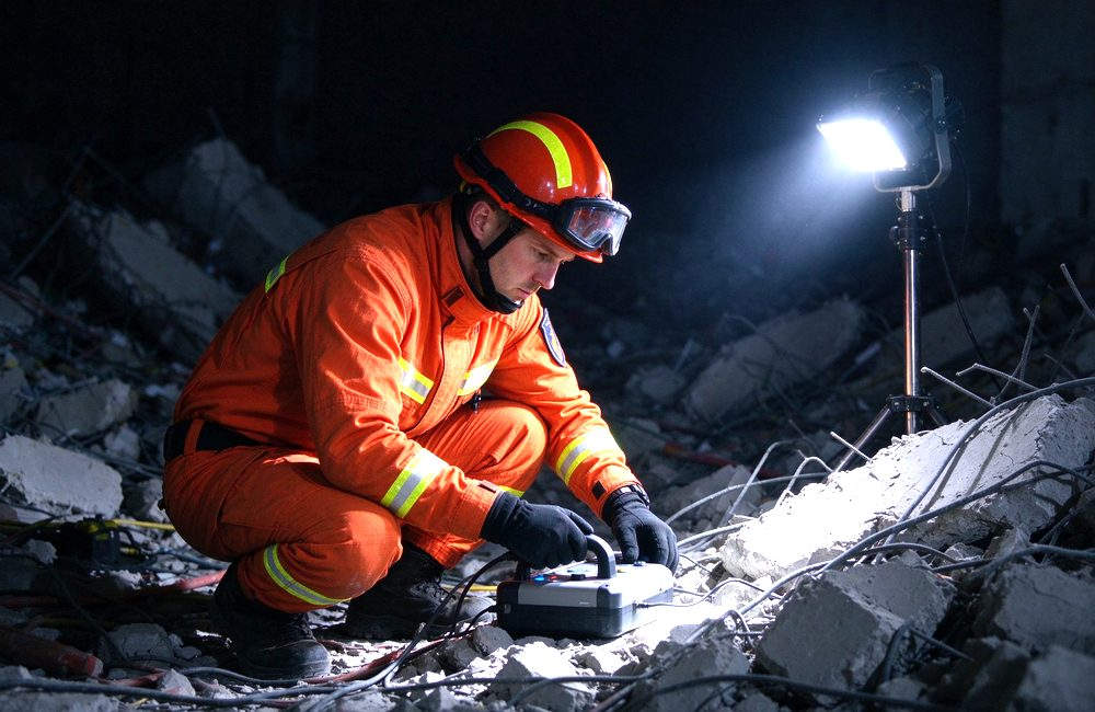 Ground-level view of emergency rescue clothing wash and dry demonstration for orange with reflective trim rescue uniform care and emergency response clothing long service maintenance for emergency rescue clothing buyers