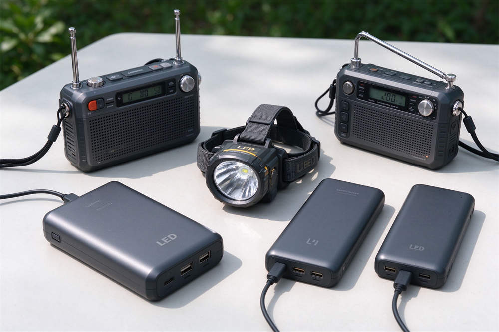 Emergency power and lighting products: LED headlamp, hand crank radio, power bank for disaster preparedness and power outage go bag essentials Emergency power and lighting products: LED headlamp, hand crank radio, power bank for disaster preparedness and power outage go bag essentials